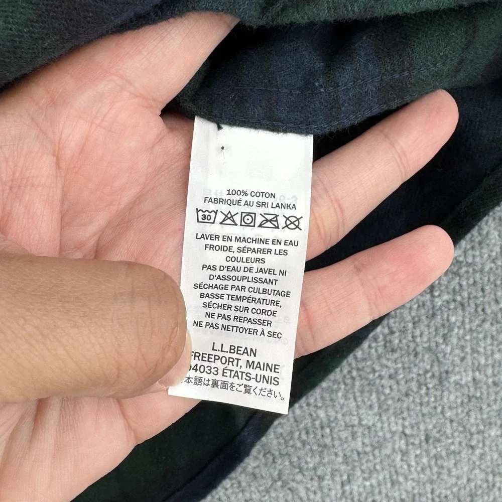 L.L.Bean Flannel Shirt Mens XXL T Green Black Watch Patchwork Plaid Cotton NWT
